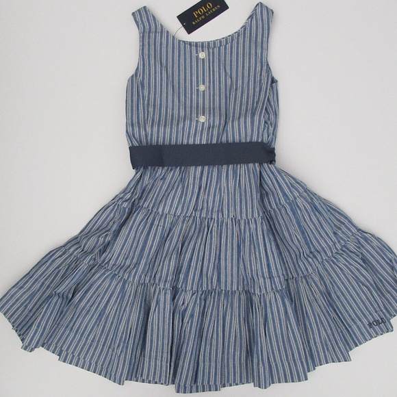 Ralph Lauren Dobby Striped Tiered Dress w/Sash NEW - Picture 5 of 8